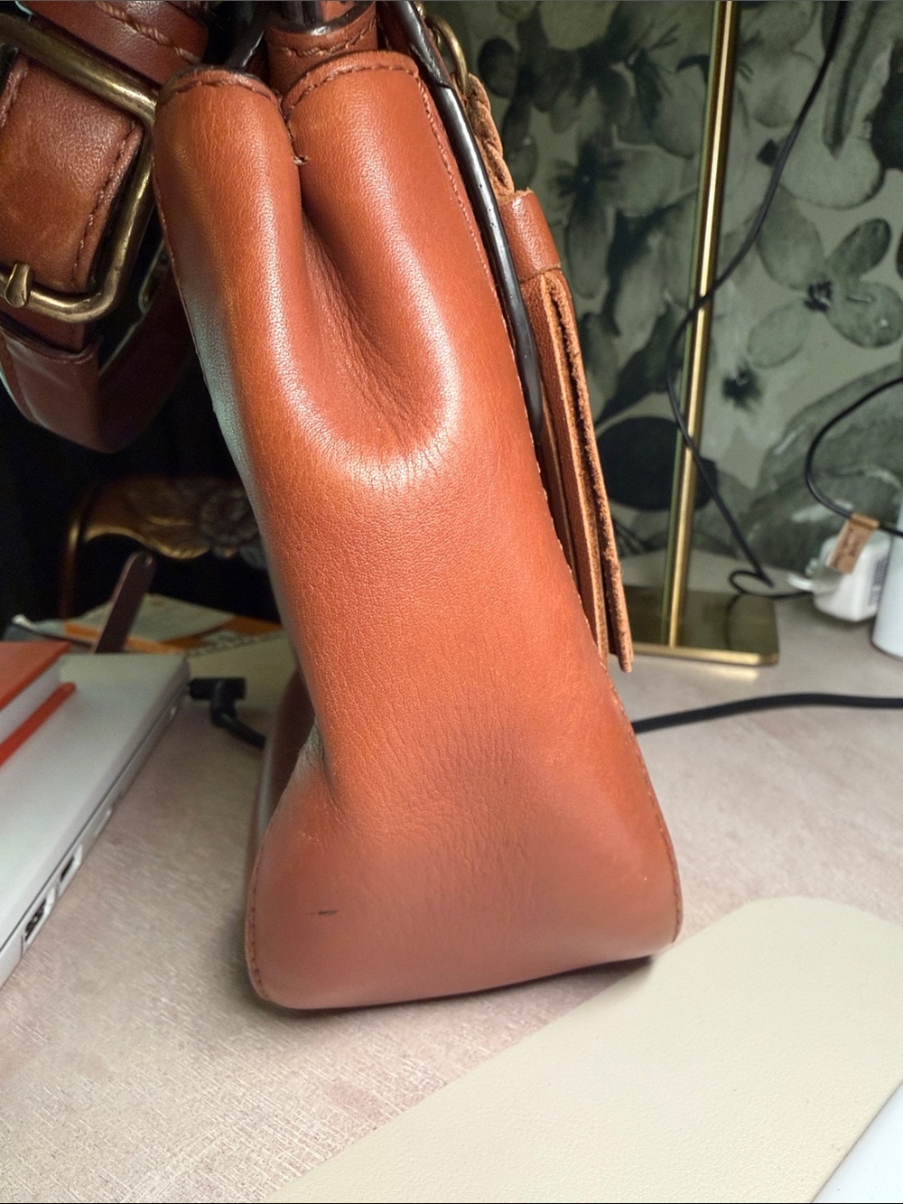 Coach Vintage Leather Satchel in Cognac Brown with Brass Hardware - Picture 7 of 7